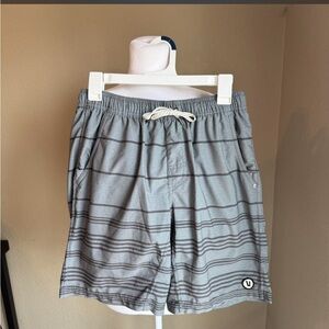 Vuori Men's Gray Striped Drawstring Shorts